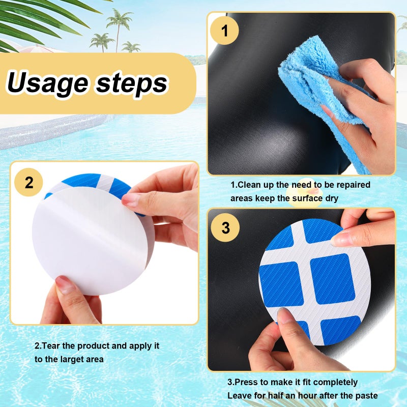 Outus 24 Pcs Vinyl Pool Patch Repair Kit Self Adhesive Pool Liner Plastic Repair Patch Pool Patches for Above Ground Pools Inflatable Boats Air Mattress Products, 4 Inch(Blue Plaid) - Image 3